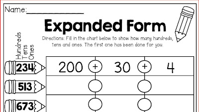 Expanded Form For 1st Graders