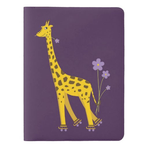 Purple Funny Roller Skating Giraffe Pocket Moleskine Notebook Cover With Notebook