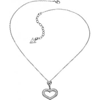GUESS - Indovina Collana Rhodium Cuore Strasse Bianco GUESS - Collier Guess Rhodié Coeur Strassé Blanc