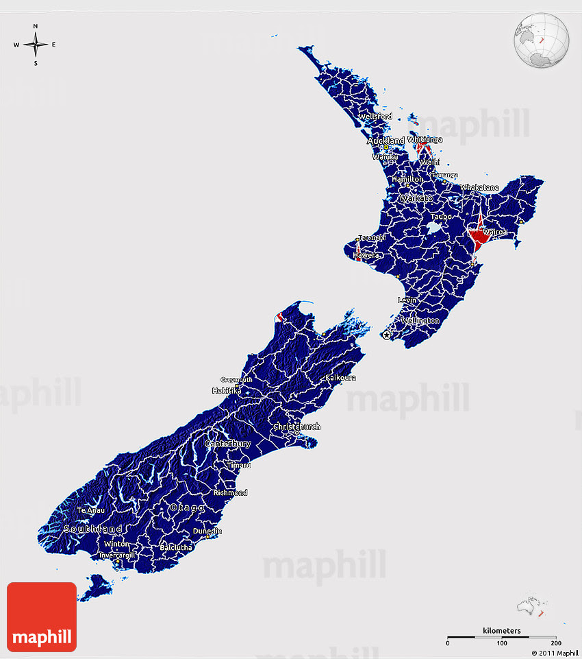 Flag 3D Map of New Zealand
