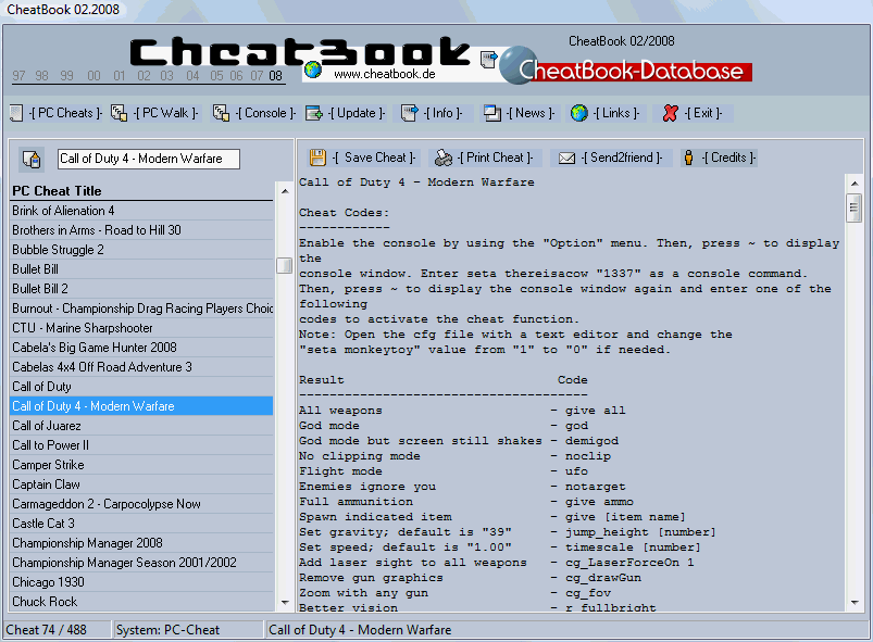CheatBook DataBase 2008 Game CheatBook 2008 + (14200 Games Cheat)