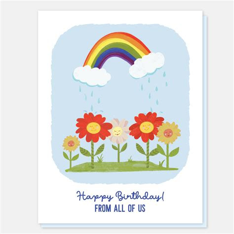 floral happy birthday from all of us greeting card
