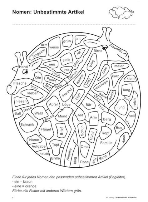 wortarten ausmalbilder wortarten nomen elk verlag