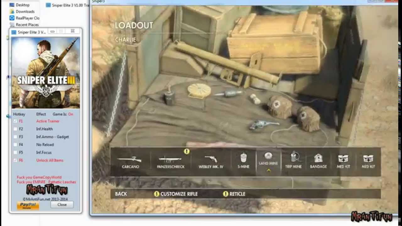 Sniper Elite 3 V1.01 Trainer +6 ,Unlock Items - YouTube