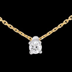 Collier solitaire or jaune - 0.11 carat