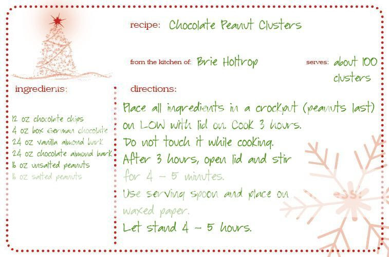 Chocolate peanut clusters recipe