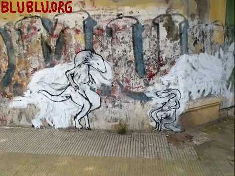 Big Bang big bum - a mural painted by a new animation by Blu