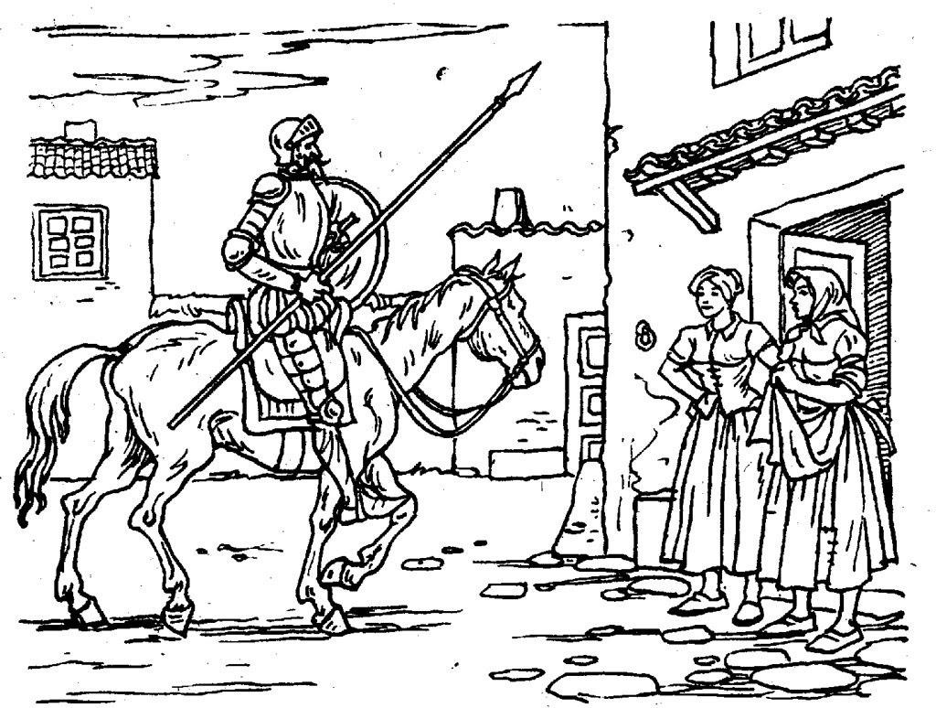 Don Quijote llega a la venta que cree castillo
