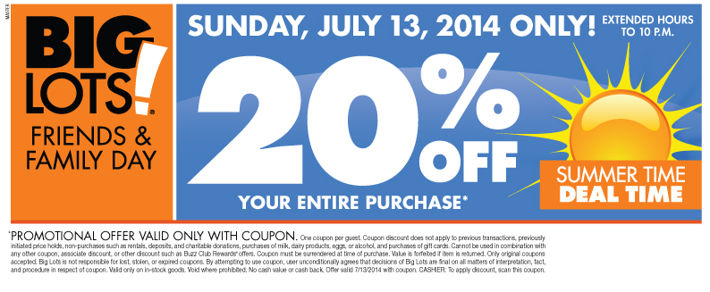 Big Lots 20% off Store Coupon Event - MyLitter - One Deal At A Time