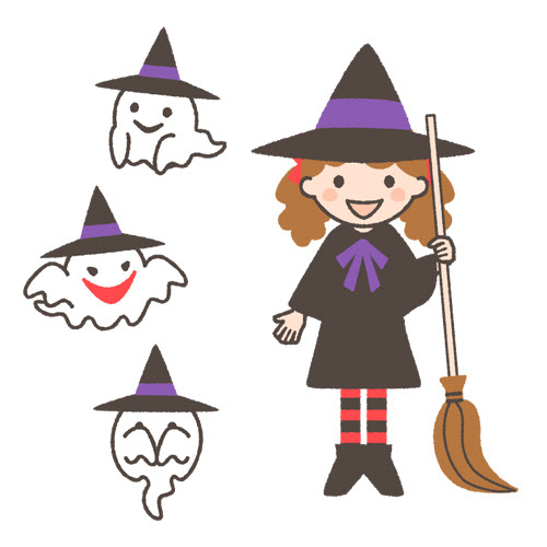 ハロウィンのイラスト 女の子とお化け 可愛い無料イラスト 人物素材 フリーラ
