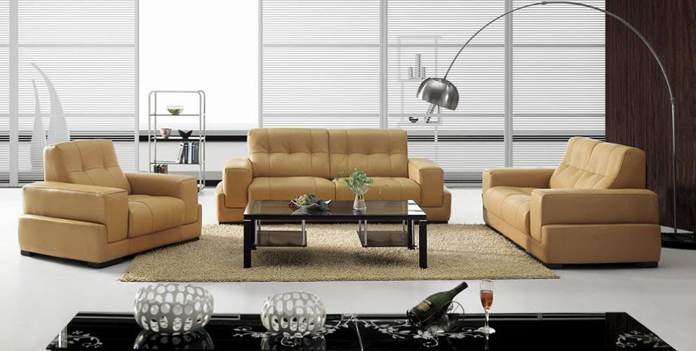 BO3911 Modern Light Brown Leather Sofa Set | Black Design Co