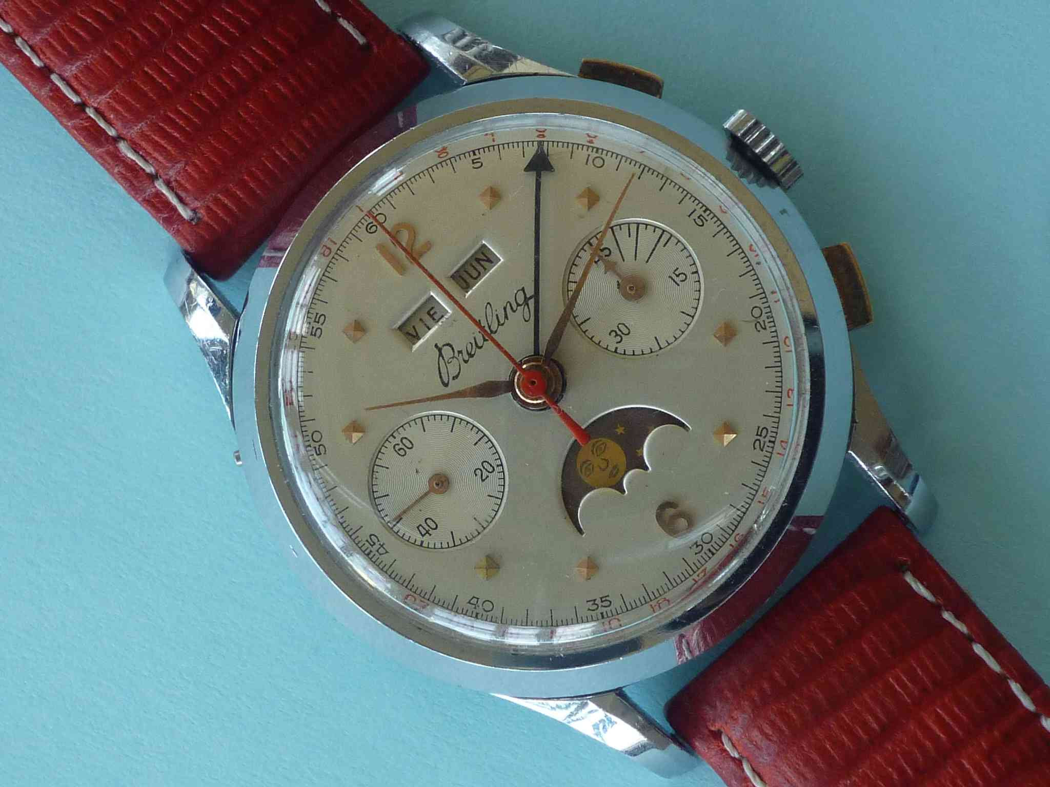 Breitling Moon Phase Full Calendar Chrono Stainless Steel