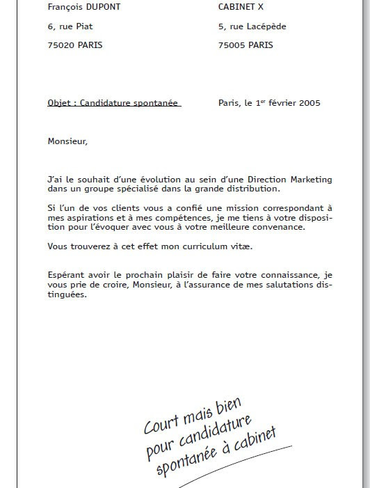 modele lettre pour stage - Modele de lettre type