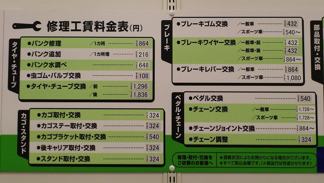 イオン 自転車 チェーン修理費用