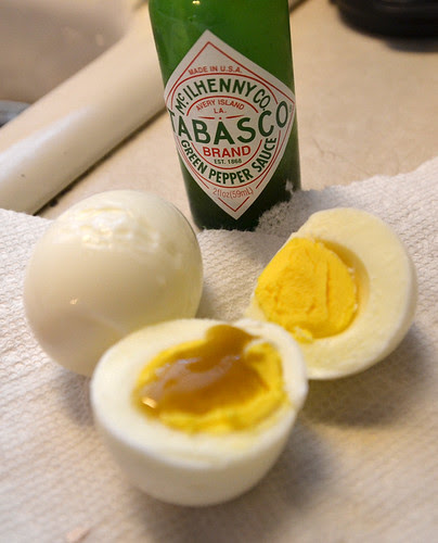Hot sauce and hard-boiled eggs