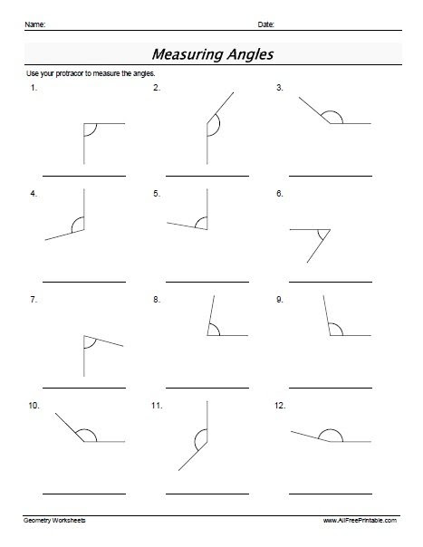 Measuring Angles Worksheets | Free Printable