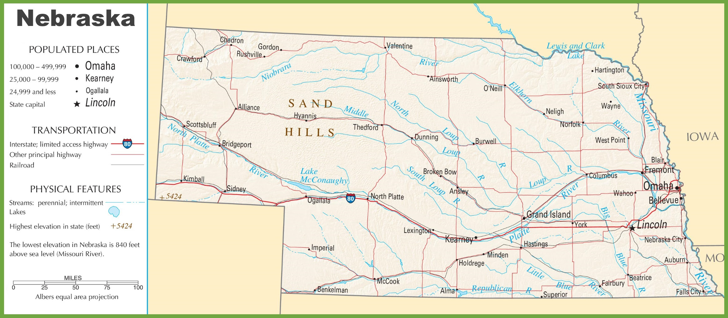Nebraska highway map