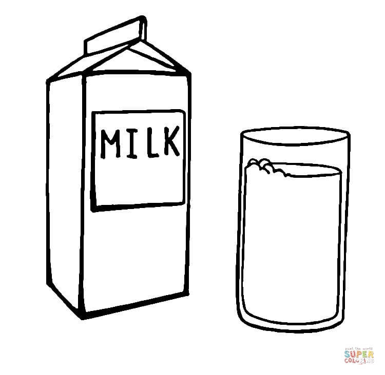 Download A carton and a glass of milk coloring page | Free Printable Coloring Pages