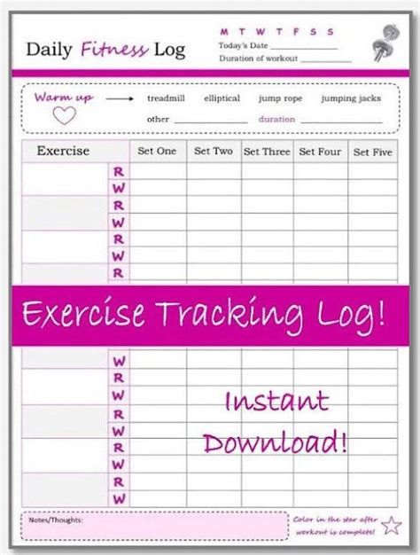 printable health fitness journal fitness tracker
