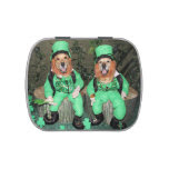 Golden Retriever Leprechauns on Stumps Jelly Belly Candy Tin