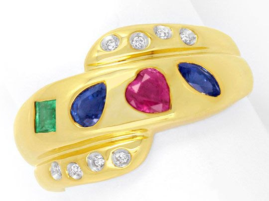 Original-Foto 2, DIAMANTRING SAFIRE/SAPHIRE RUBIN-HERZ SMARAGD SHOP NEU!