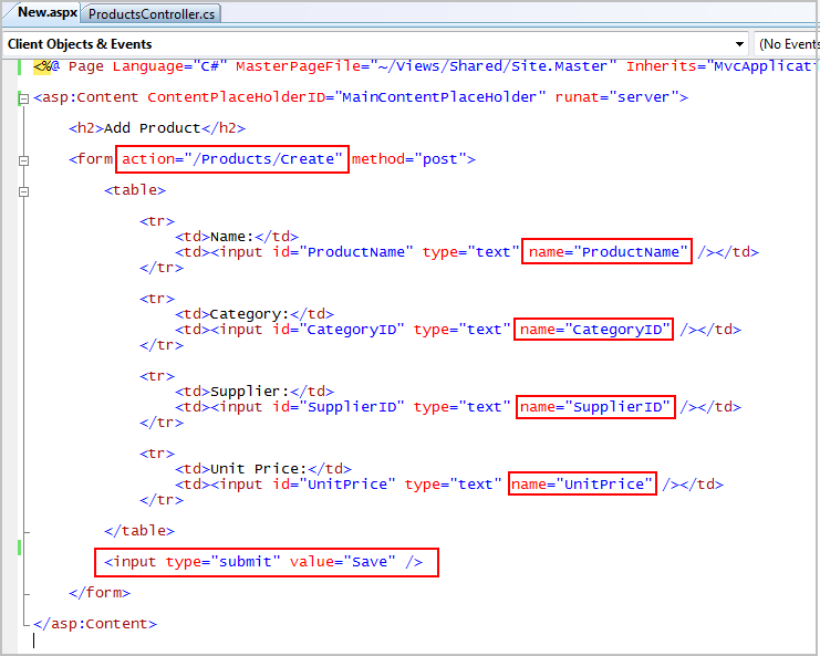 Action post html