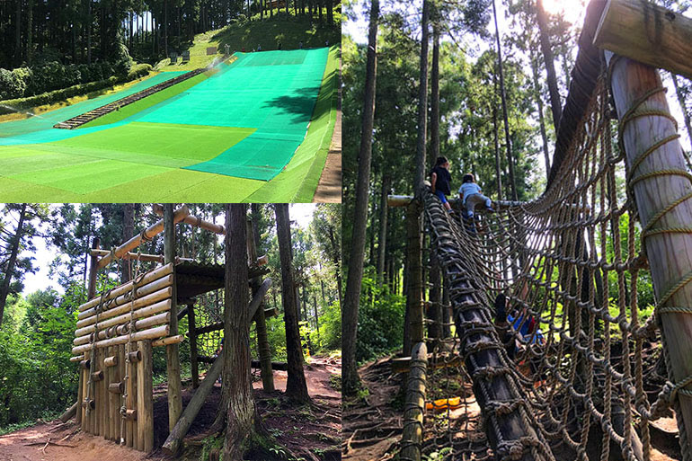 汗噴出 大自然の中でアスレチック探検 大亀山森林公園 富谷市 屋外遊具 せんだいマチプラ