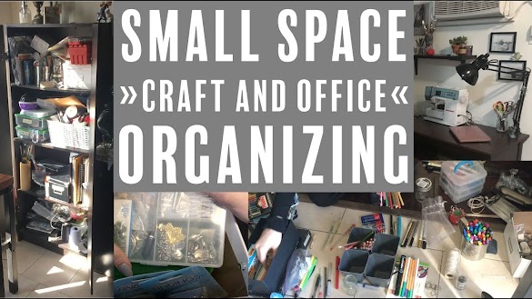 Office Craft Room Ideas : Craft Room Home Office Tour 3 Easy Diy Office Decor Ideas Youtube : A long table built into the wall for plenty of work space with shelving above it for craft storage.