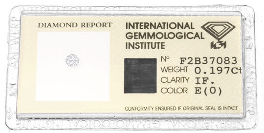 Foto 1, Diamant IGI 0,197ct Brillant Lupenrein River! VG Juwel!, D5725