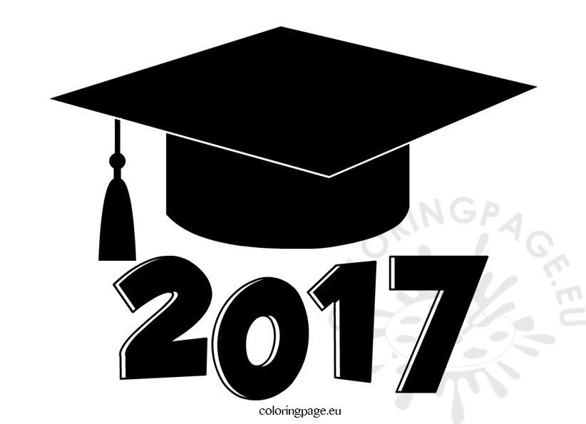 Graduation cap 2017 clip art Coloring Page