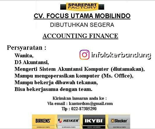 Lowongan Kerja CV. Focus Utama Mobilindo Bandung Januari 2018
