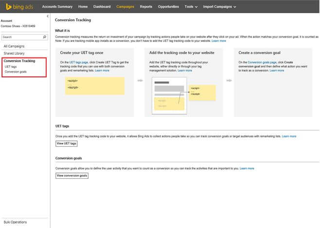 bing ads uet set up