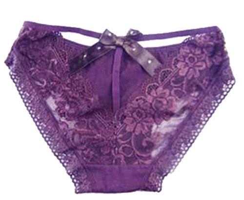  Demarkt® Sexy Slip / Femmes Culottes/ Culottes/ en Voile Dentelle pour les Femmes avec Noeud a Deux Boucles/ Couleur Violet