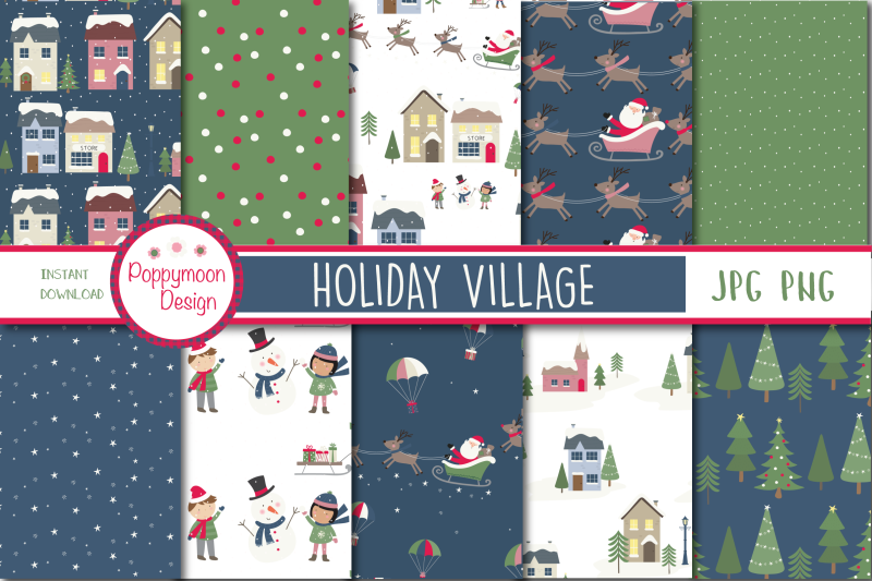 Download Holiday village paper for Cutting Machines for Cricut, Silhouette and Other Machine