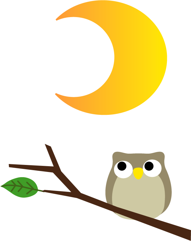 フクロウと月のイラスト 無料イラストフリー素材