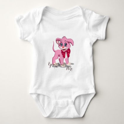 Heart Nose Pink Puppy Cartoon Baby Bodysuit