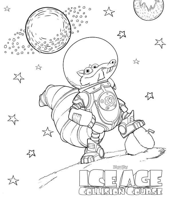 Kids N Fun Com Coloring Page Ice Age Collision Course Scrat In Space