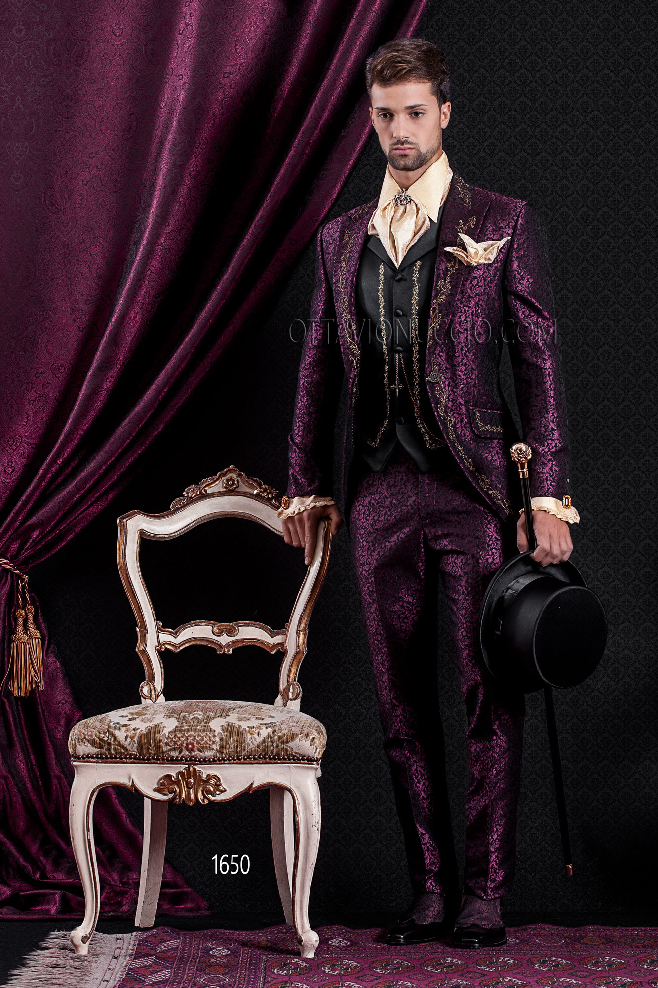 and gold silver suits peak luxury lapel tuxedo Brocade Italian and purple gold