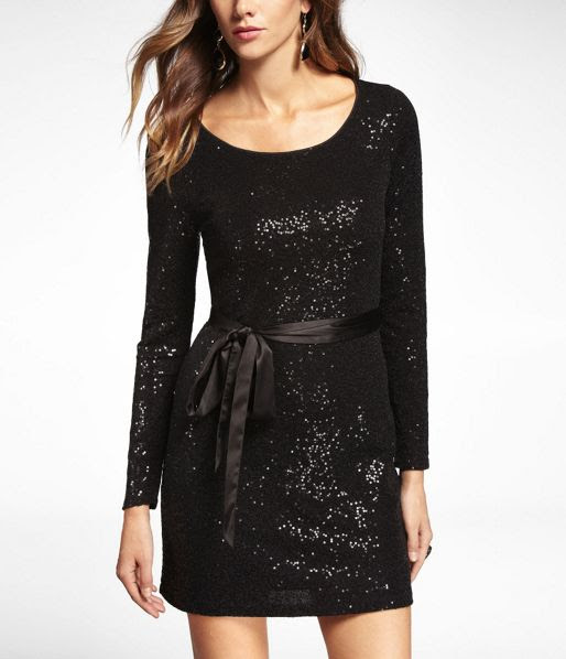 Express Long Sleeve Sequin Dress