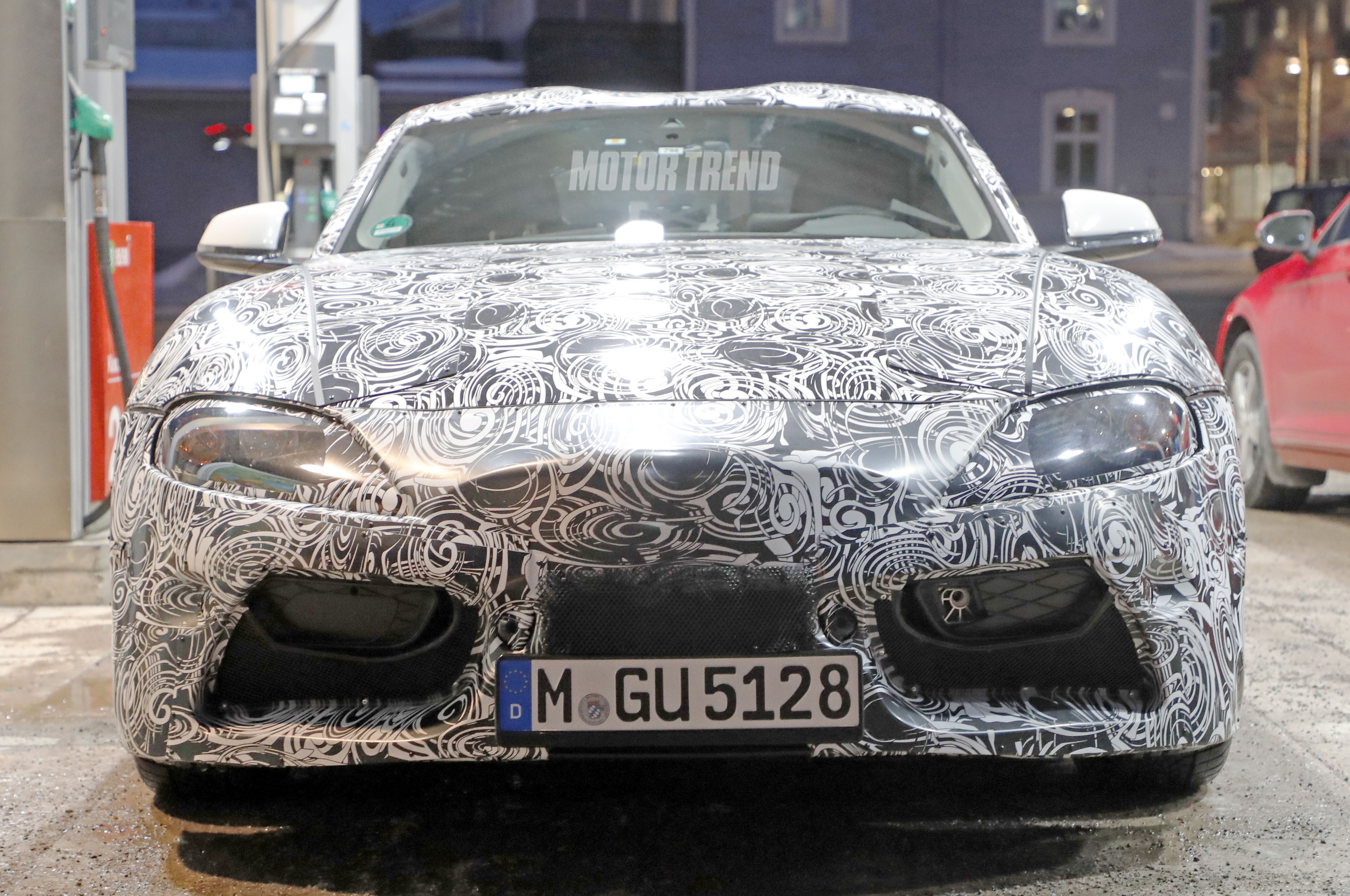 Toyota Supra prototype gas station front