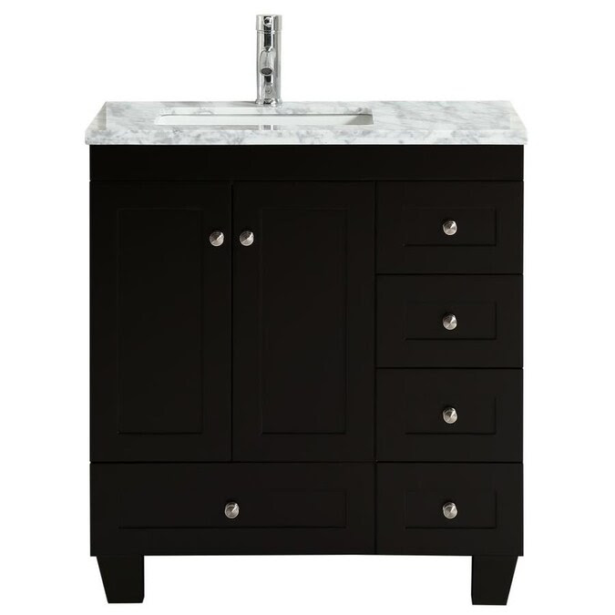 Eviva Happy 24in Black Single Sink Bathroom Vanity with