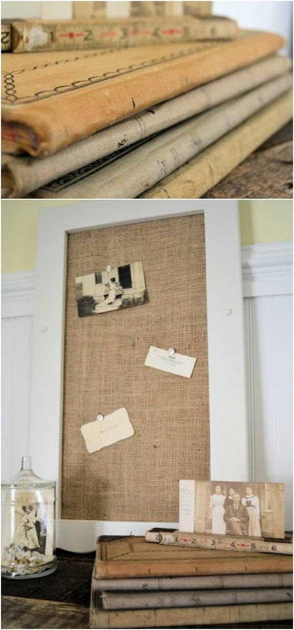 Repurposed Cabinet Door Bulletin Board