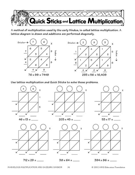 Below you'll find lattice multiplication template worksheets with multiplication problems for students to work out. 13 best images of lattice multiplication worksheets 4th grade 2 digit