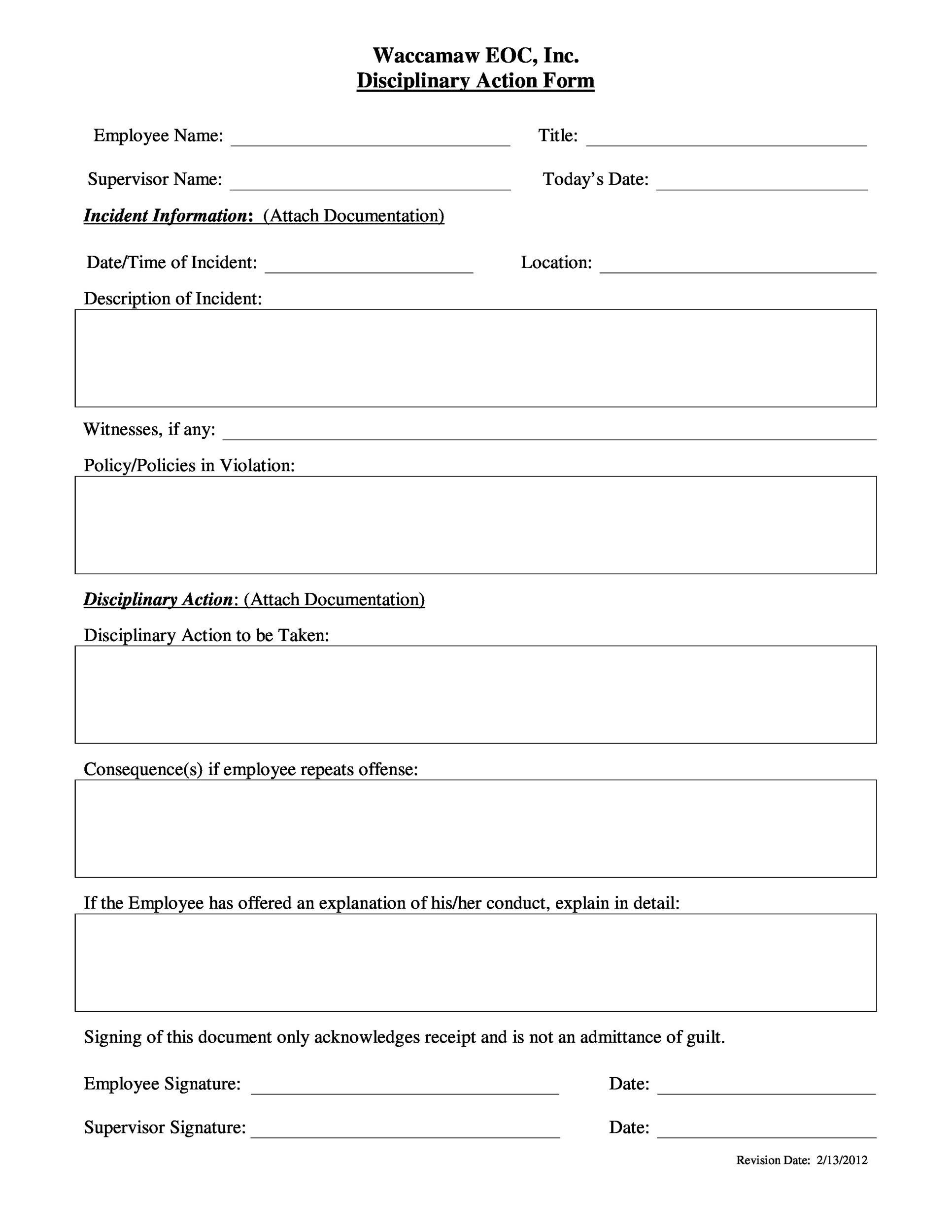 46 effective employee write up forms disciplinary action forms