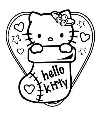 Kitty Coloring on Hello Kitty Christmas Coloring Pages