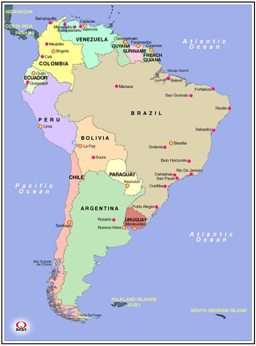 南アメリカ地図 日本語 英語 Map Of South America