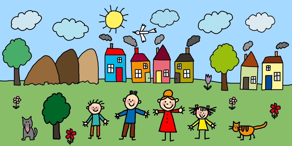 Happy Family Cartoon Wallpaper
