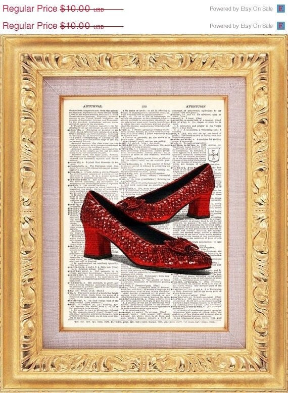 Ruby Red Slippers Vintage Print vintage dictionary book page art print beautifully UpCycled 8x10