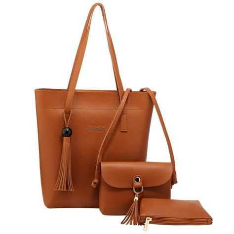 pieces handbags set shoulder faux leather handbag set