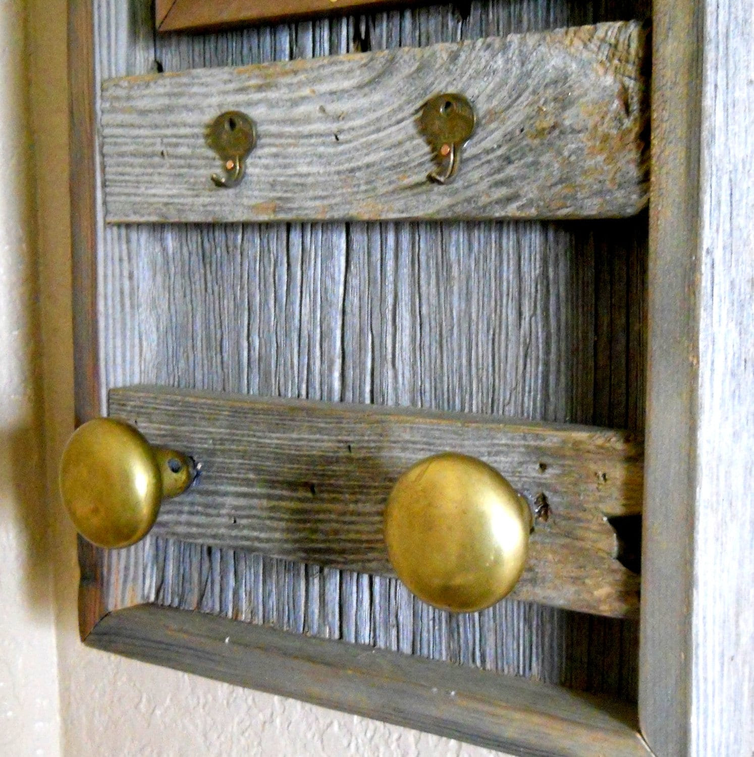 Barn Wood Mirror and Coat Rack with Key by CassCountyWoodworks